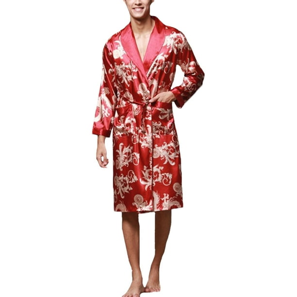 Details about / INCERUN Mens Silky Floral Pajamas Kimono Nightwear Loungewear Bathrobe Sleepwear